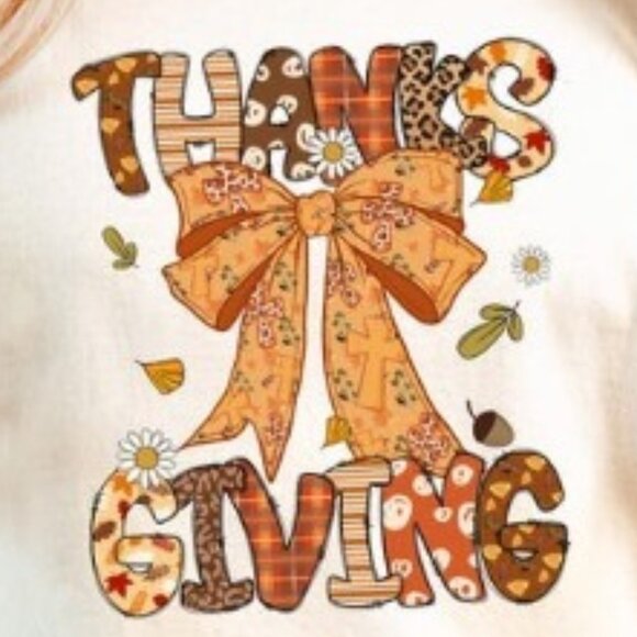 Coquette Bow Thanksgiving T-Shirt, Preppy Autumn Tee - Picture 2 of 3